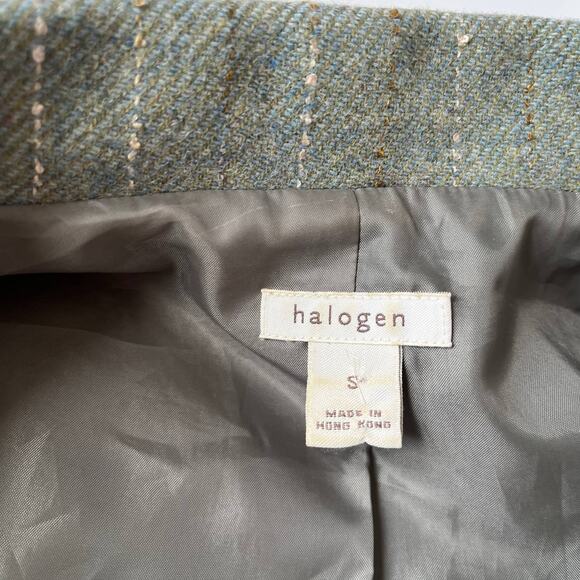 Vtg Y2K Halogen Wool Tweed Womens Crop Blazer Sz S Pin Stripe Preppy Old Money - Picture 9 of 12